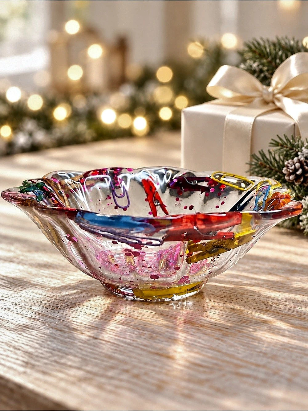 Multicolor Resin Decor Bowl, Teacher Desk Organizer, Christmas Gift.13